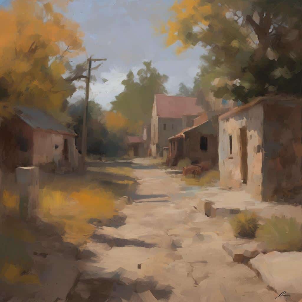 Παραδοσιακός οικισμός σε επαρχιακό δρόμο με χώρους ως διαλογικές διαστάσεις.